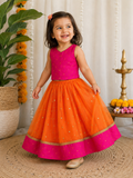 Bright Pink and Orange Lehenga - Girls Ethnic Wear