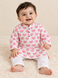 White Squirrel Printed Cotton Kurta and White Pants -  Boys Ethnic Wear