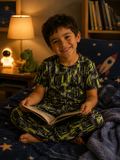 Black and Neon Green Striped PJ Set