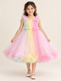 Beautiful Pastel Shades Heavy Frilled and Flared Girls Party Wear Dress
