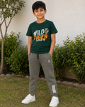 Green Printed T-Shirt and Grey Pants