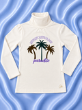 White Printed turtle Neck T-Shirt