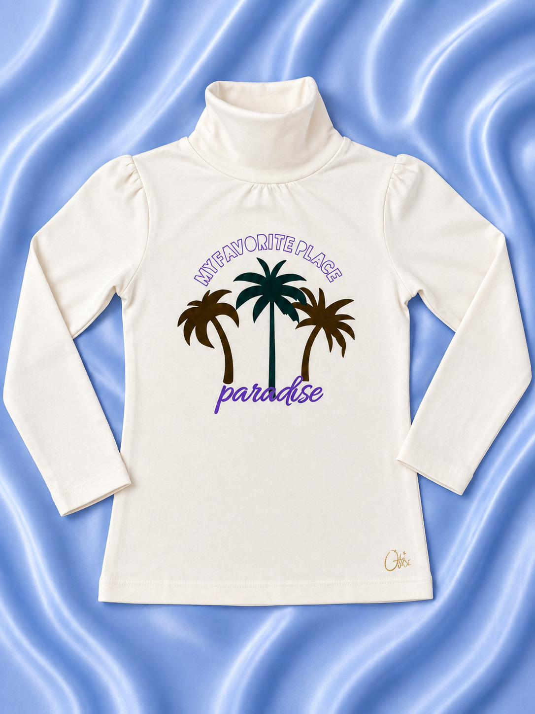 White Printed turtle Neck T-Shirt