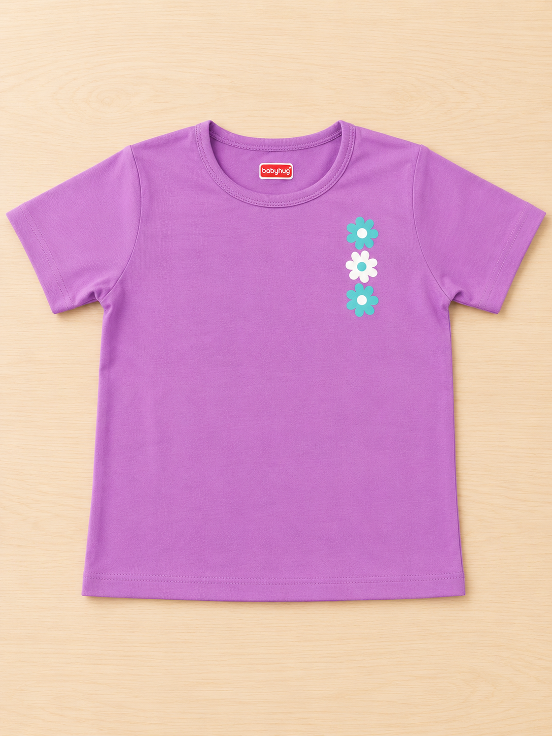Purple t-Shirt with Floral Badge