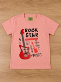 Pink Slim Fit T-Shirt with Music Theme Print