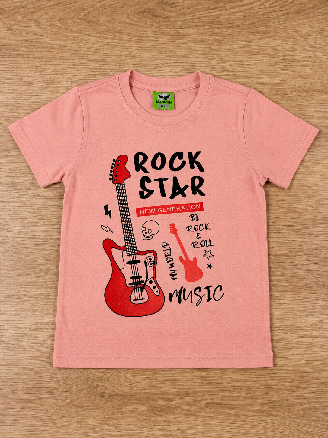 Pink Slim Fit T-Shirt with Music Theme Print