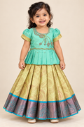 Green Stone - Work Pavadai / Lehenga - Girls Ethnic Wear
