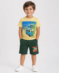 Yellow Printed T-Shirt and Green Shorts