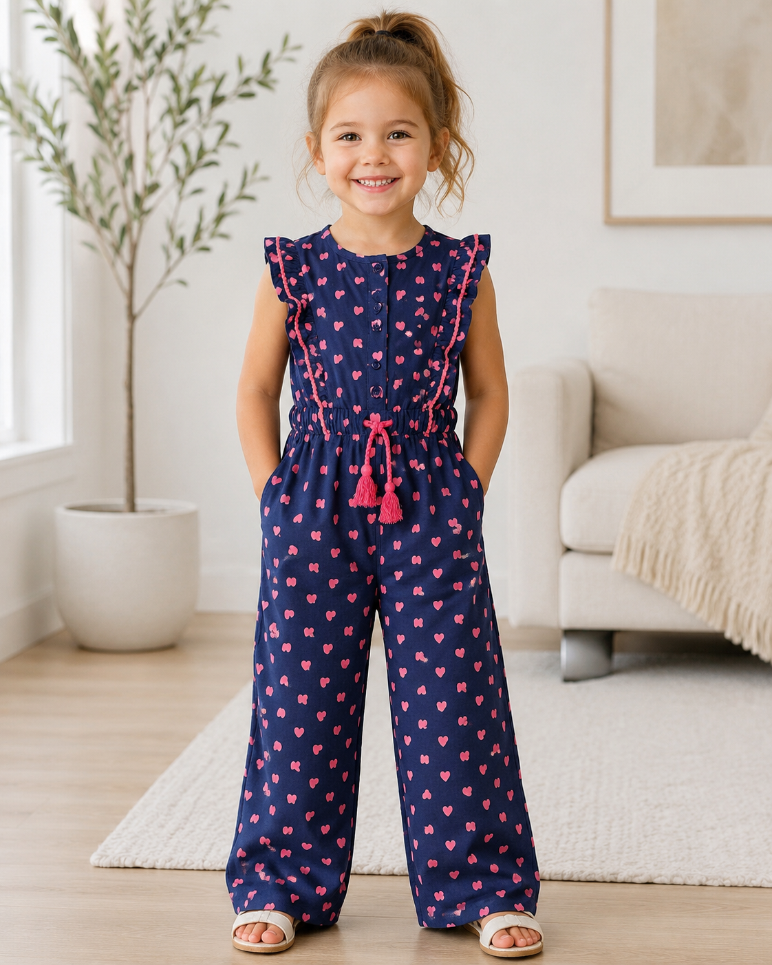 Blue Polka Dot Printed Jumpsuit