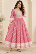 Peach Pink Long Umbrella / Anarkali Kurti