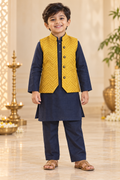 Navy and Golden Boys Ethnic Wear Set