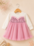 Pink Party Dress with Sequin work
