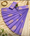 Lavender and Beige Faux Soft Silk Saree
