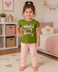 Green Printed T-Shirt and Pastel Pink Pant
