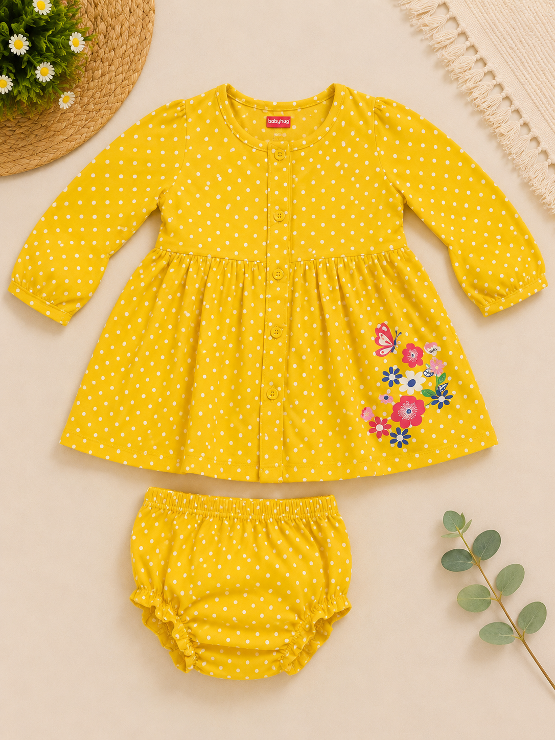 Bright Yellow Casual Dress With Bloomer