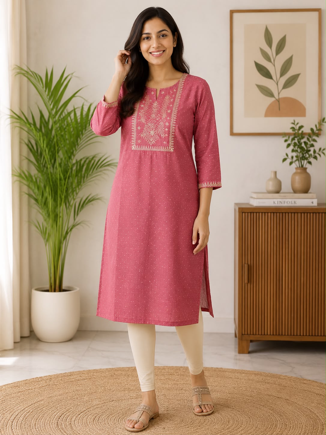 Dusty Pink Embroidered Kurti