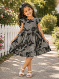 Black Floral Print Casual Dress