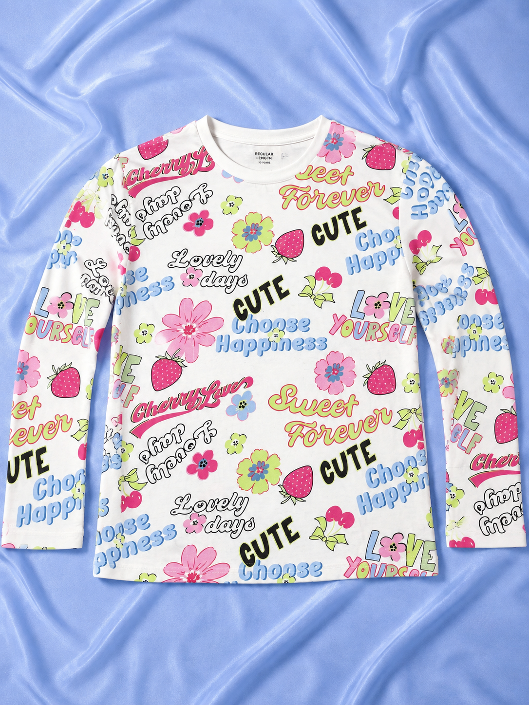 White Printed Full Sleeve T-Shirt