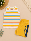 Multicolor Striped T-Shirt with Yellow Shorts