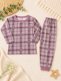 Dark Pink Checked PJ Set