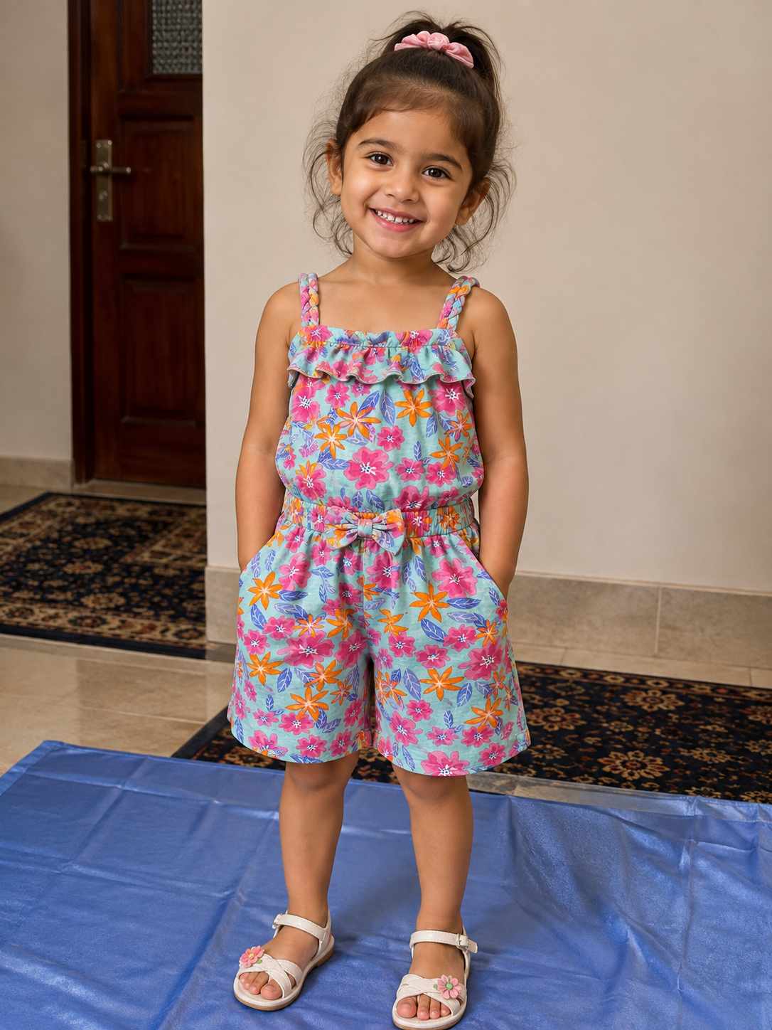 Blue Floral Print JumpSuit