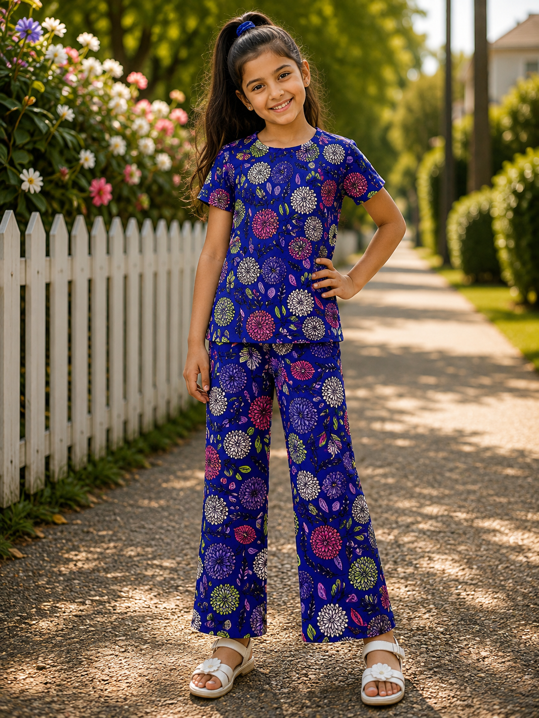 Indigo Blue Flower Themed PJ Set