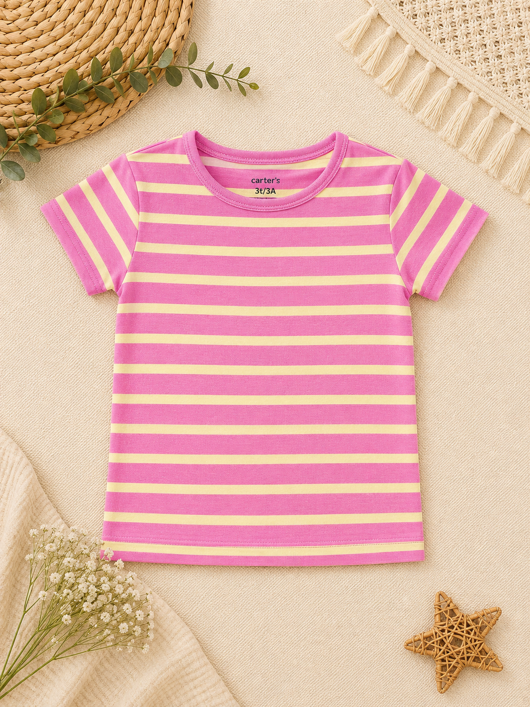 Pink and Yellow Striped T-Shirt