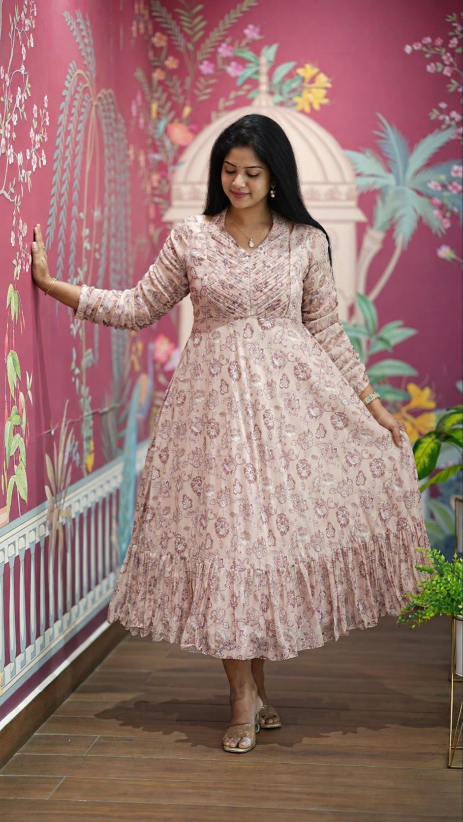 Pastel Colored Trendy Chiffon Flared Kurti / Maxi