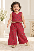 Maroon Crop Top and Palazzo Pants - Girls Ethnic Wear