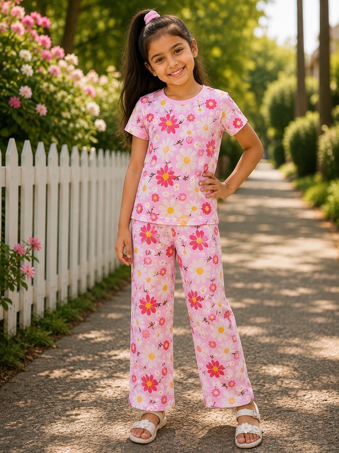 Pale Pink Floral Printed PJ Set