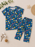 Blue Floral Printed PJ Set