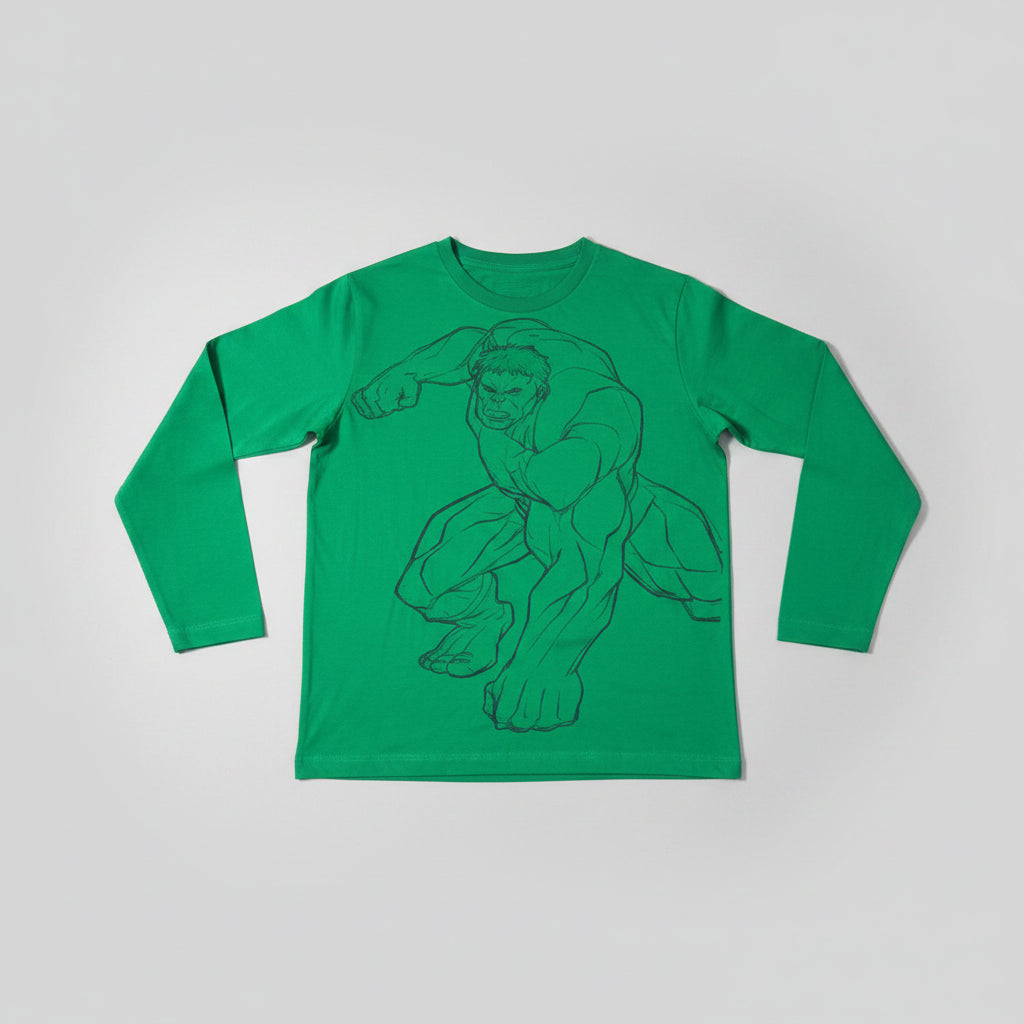 Green T-Shirt with Character Sketch Print