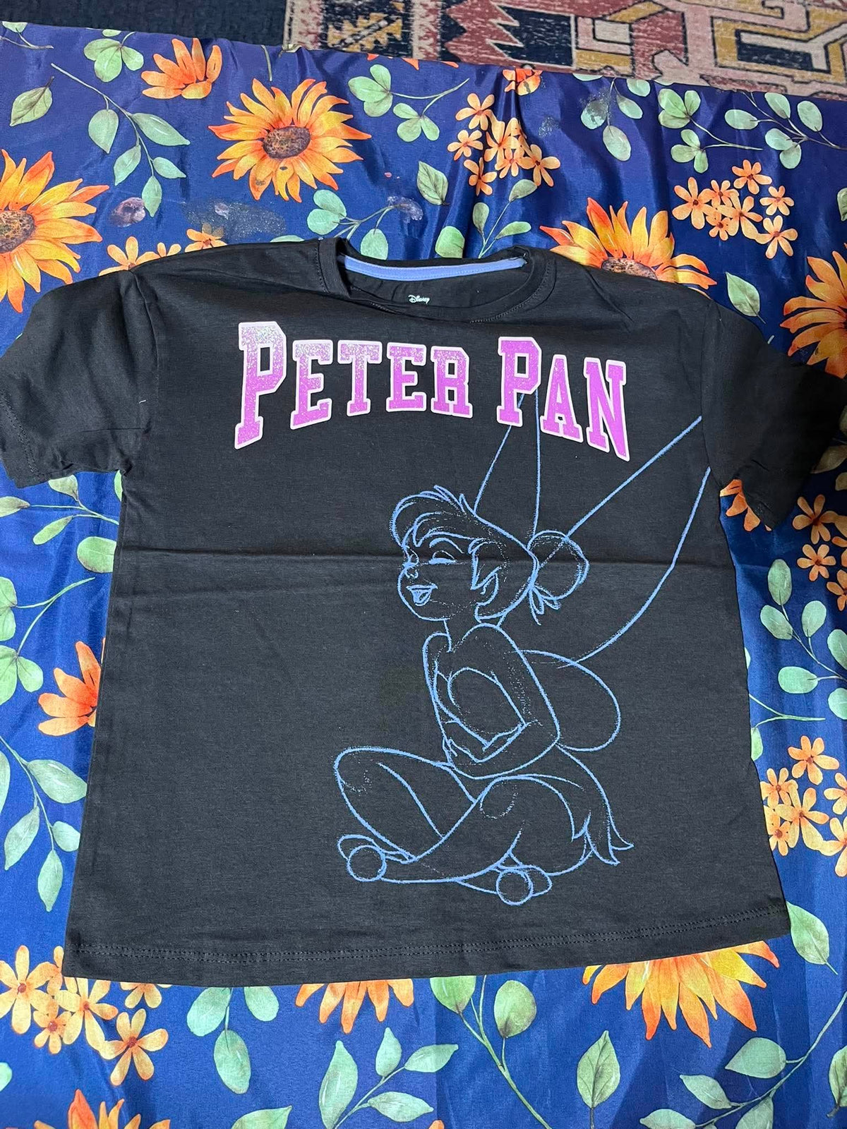 Black T-Shirt with Letter and Print