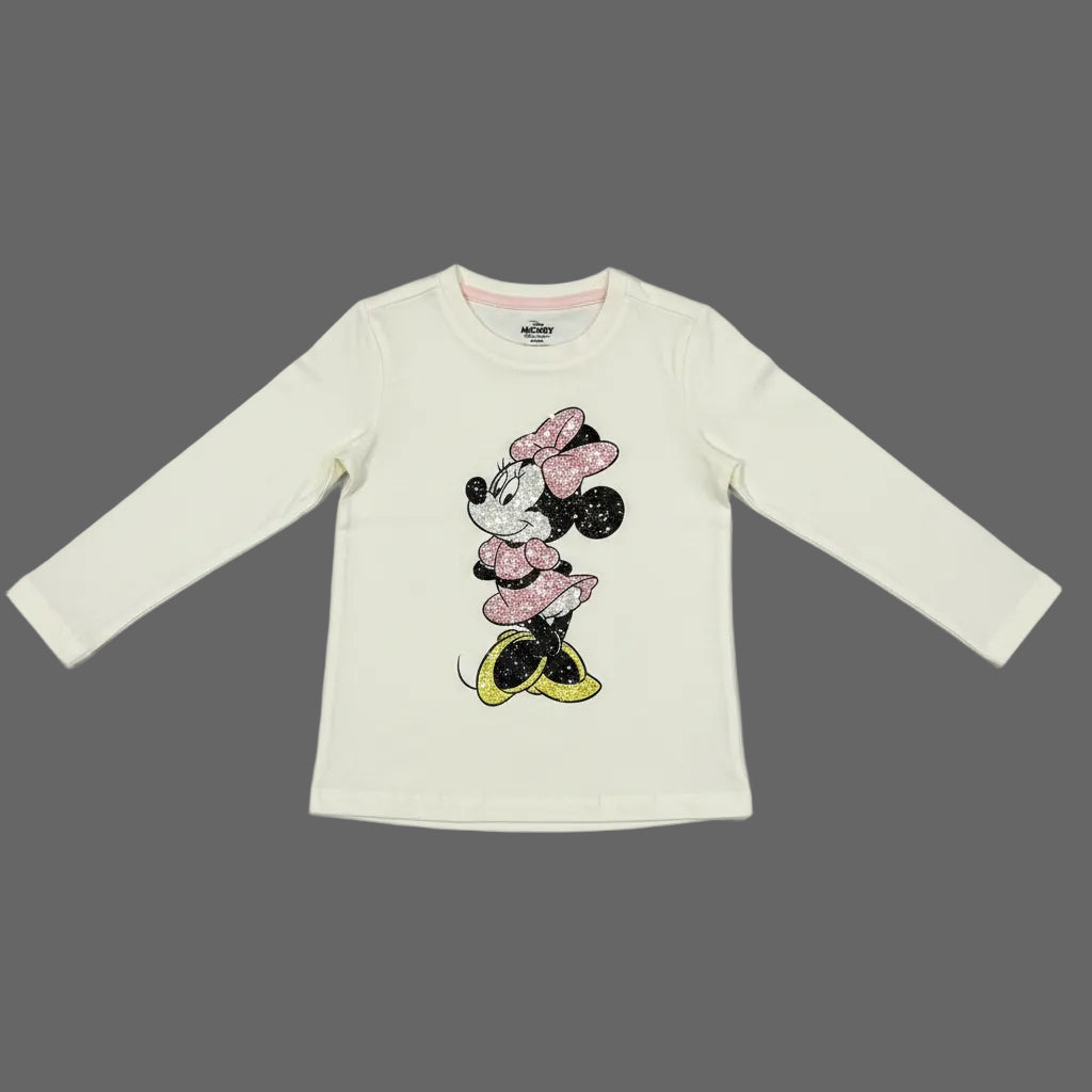 White Character Print T-Shirt with Shimmer