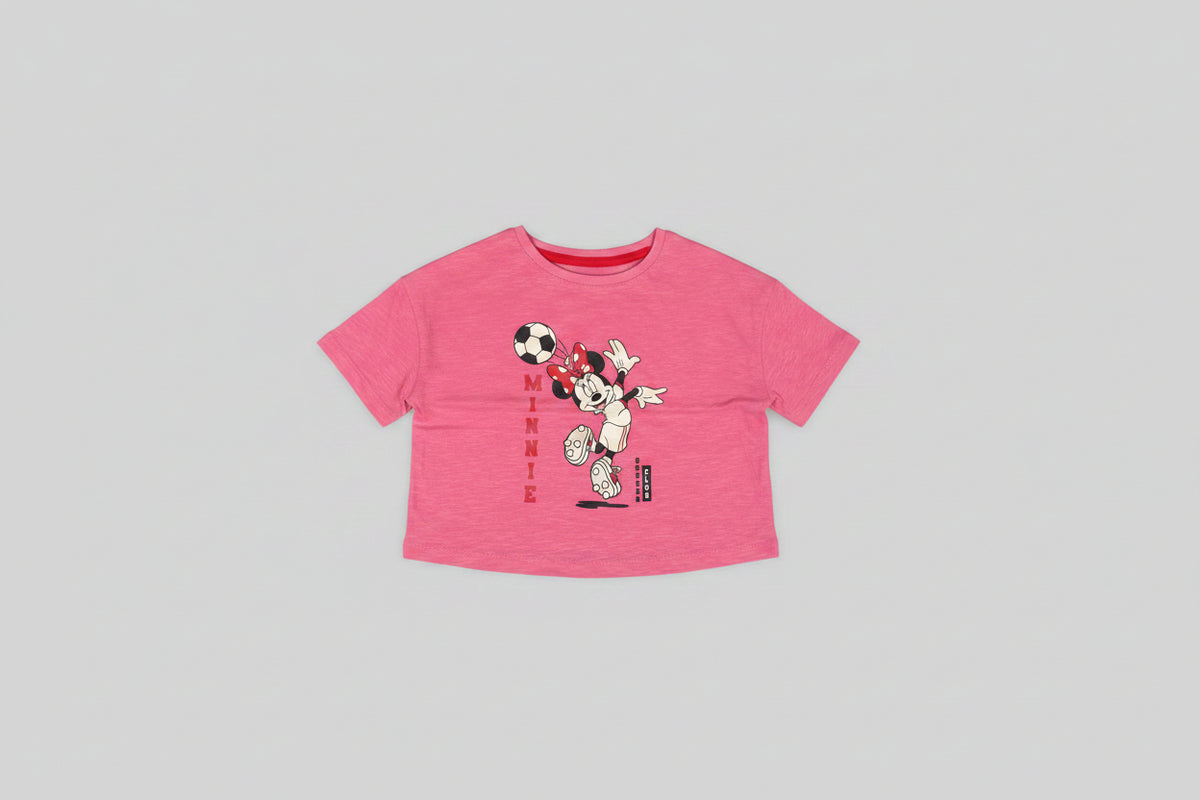 Pink Character Printed Crop Top