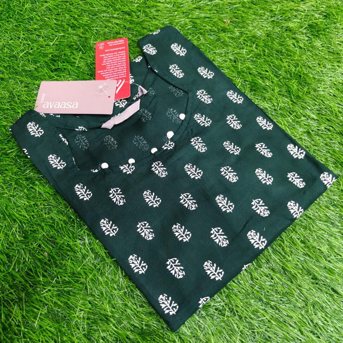 Dark Green Printed Kurti
