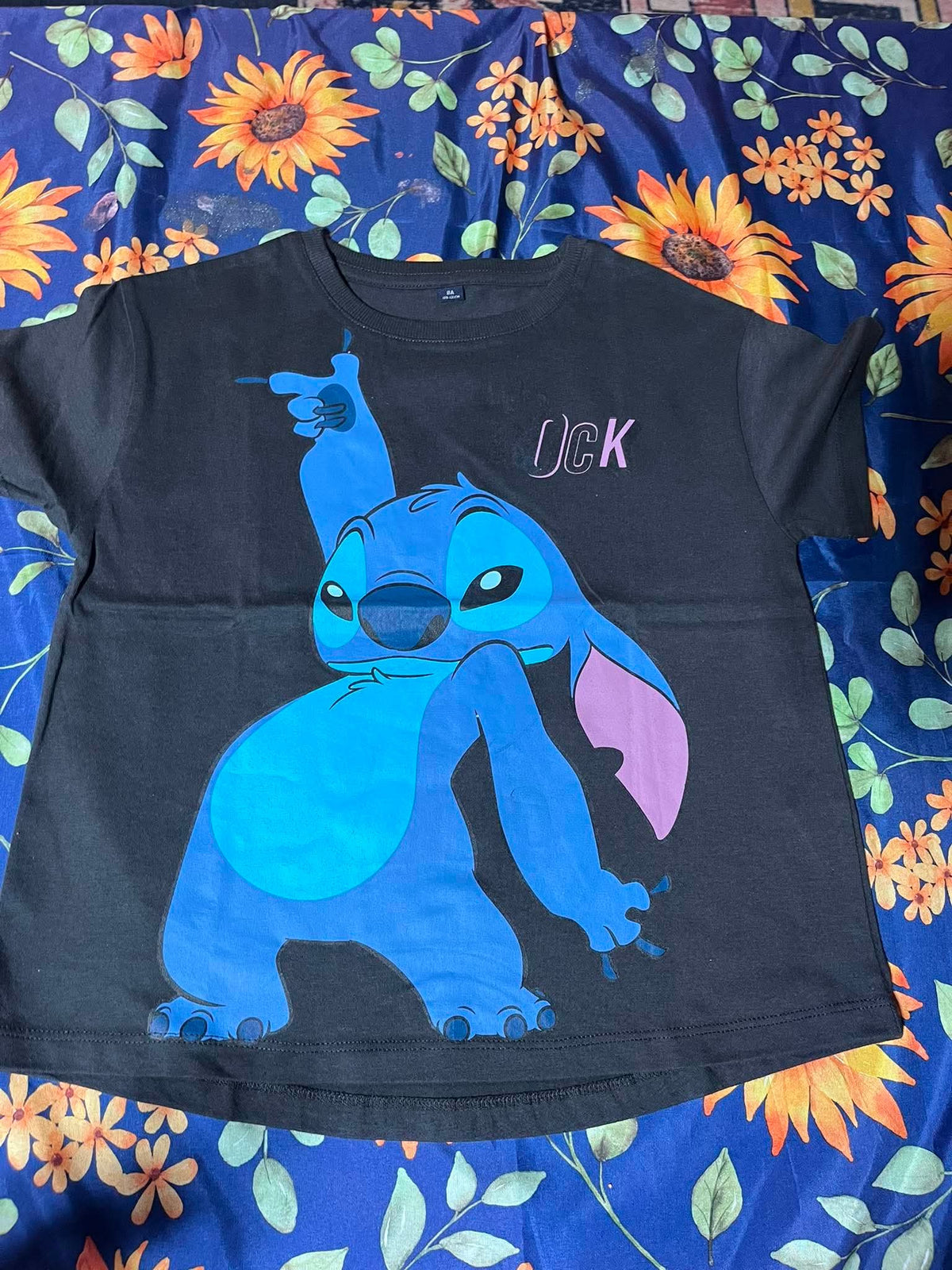 Black T-Shirt with Character Print