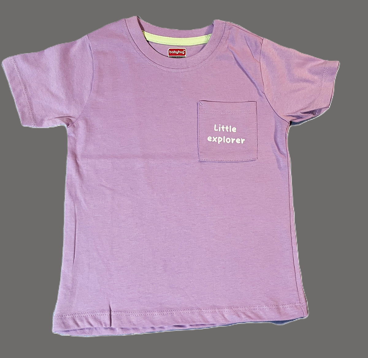 Purple Tshirt with Words on Pocket