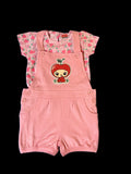 Pink Overalls with Printed T-shirt