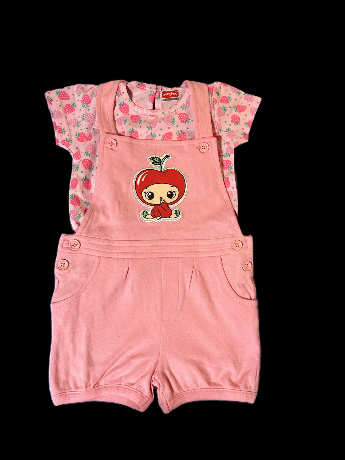 Pink Overalls with Printed T-shirt