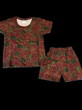 T-Shirt and Shorts Set With Leaf Print