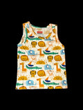White Animal Print Sleeveless T-Shirt