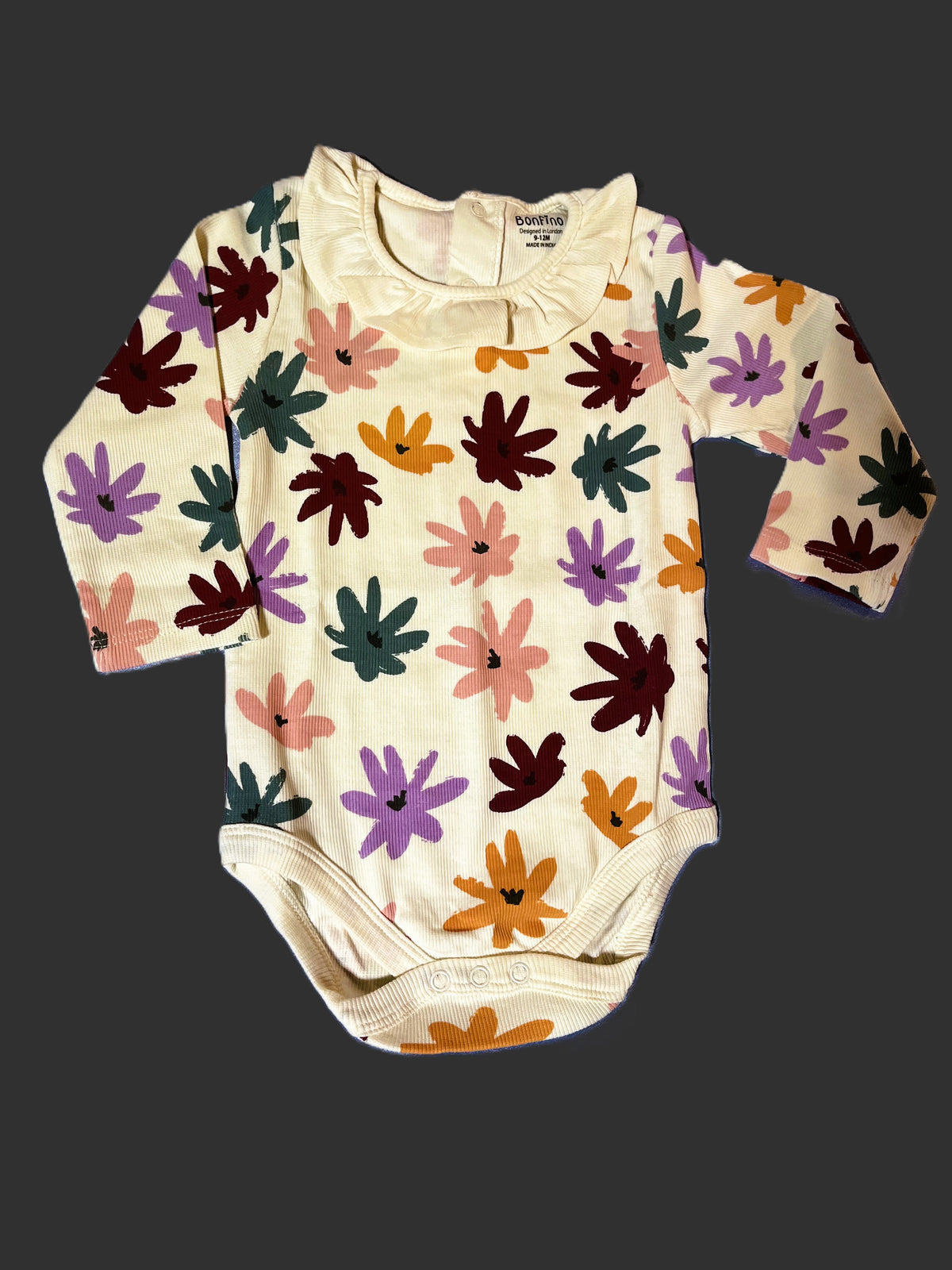 White Floral Print Onesie