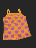 Orange Tank Top with Hearts Print