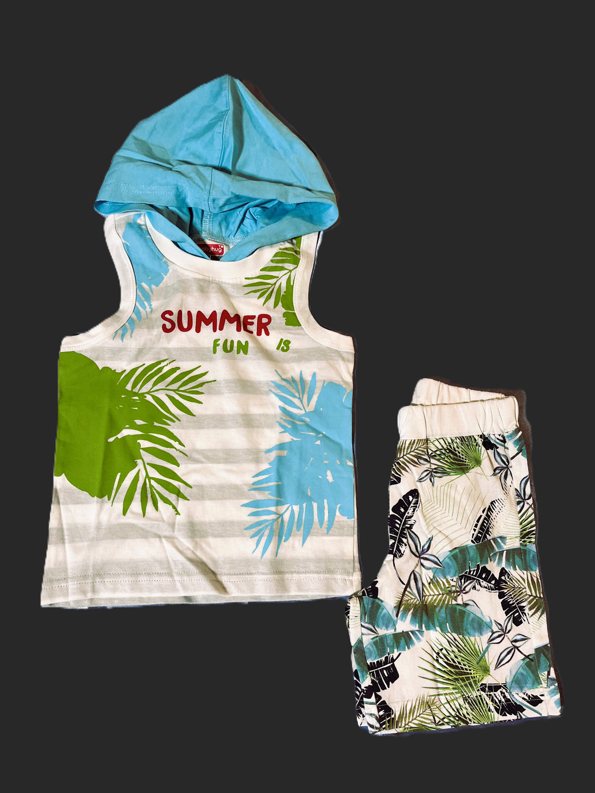 Sleeveless T-Shirt with Cap and Shorts Set