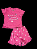 Pink Frill Shorts Set