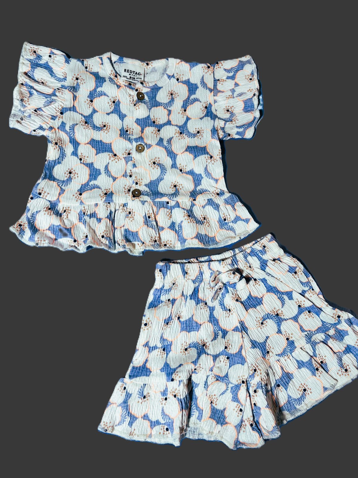 Blue Frill Shorts Set
