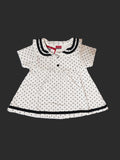 White Polka Dot Pattern Frock With Collar