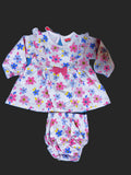 White Frock With Floral Print and Bloomer
