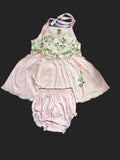 Pink and White Shoulder Knotted Frock with Bloomer